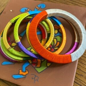 Multi Color Thread Wrapped Bangle Bracelets